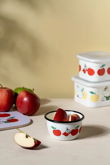 Moomin enamel bowl 30 cl - Joyfull Apples-red - Muurla