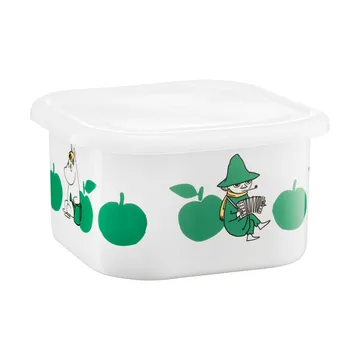 Moomin enamel jar with lid 1.5 L - Joyfull Apples-green - Muurla
