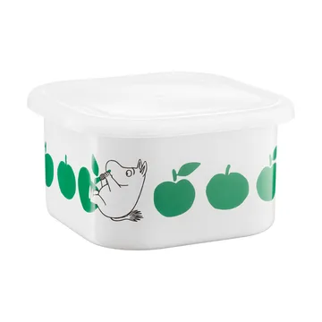 Moomin enamel jar with lid 1.5 L - Joyfull Apples-green - Muurla
