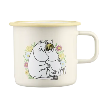 Moomin enamel mug 550 ml - Flowers - Muurla