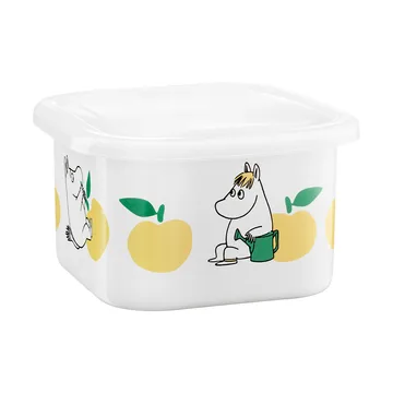 Moomin enamel tin with lid 1 L - Joyfull Apples-yellow - Muurla