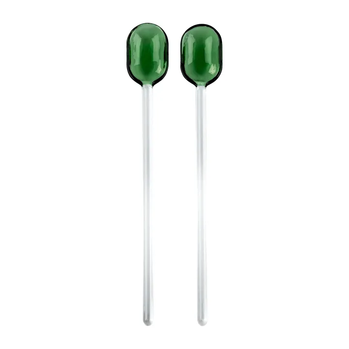 Muurla salad cutlery glass 2-pack - Green-clear - Muurla