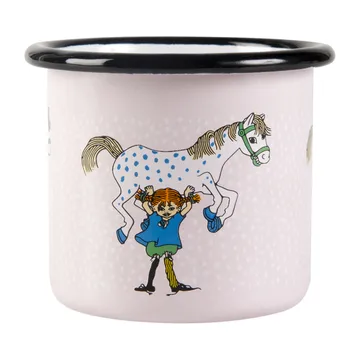 Pippi and Lilla gubben enamel mug 1.5 dl - Light pink - Muurla