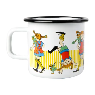 Pippi Longstocking enamel mug 3.7 dl - White - Muurla