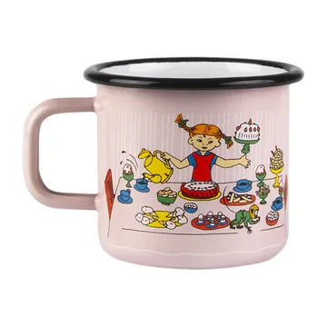 Pippi's birthday enamel mug 3.7 dl - Pink - Muurla