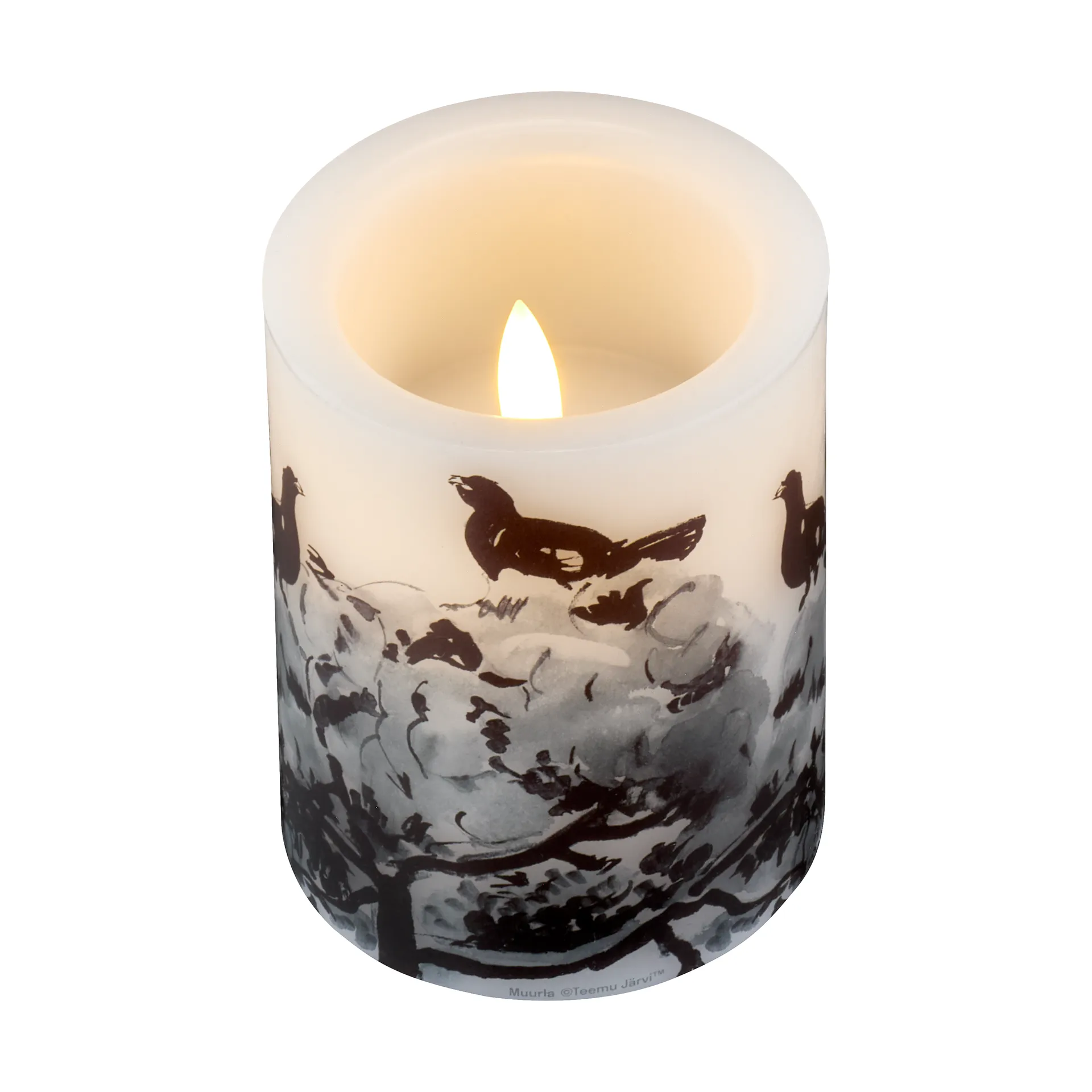Teemu Järvi x Muurla LED candle Ø7.5x10 cm, Winter Capercaillie Muurla