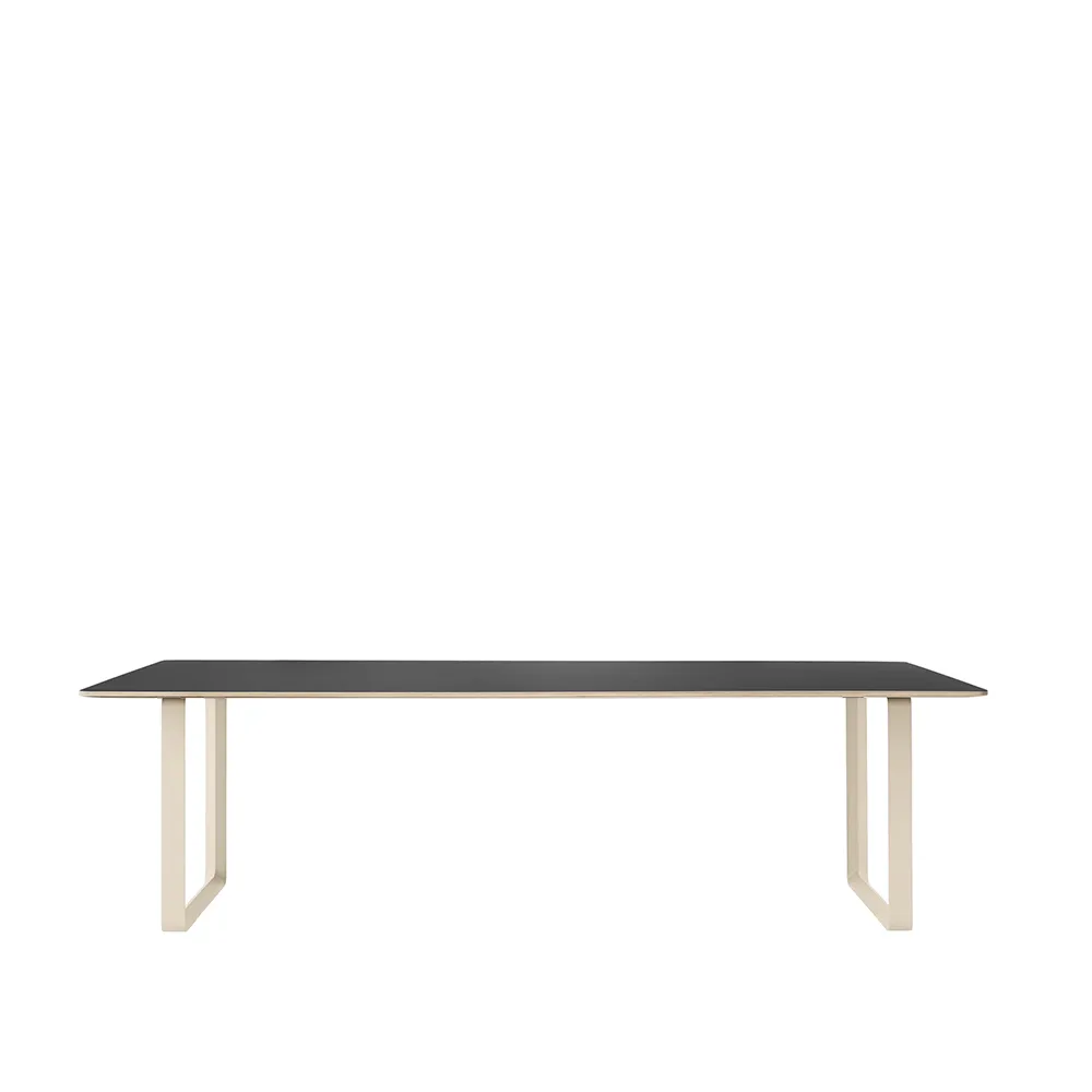 70/70 dining table 255x108 cm, Black linoleum-Plywood-Sand Muuto