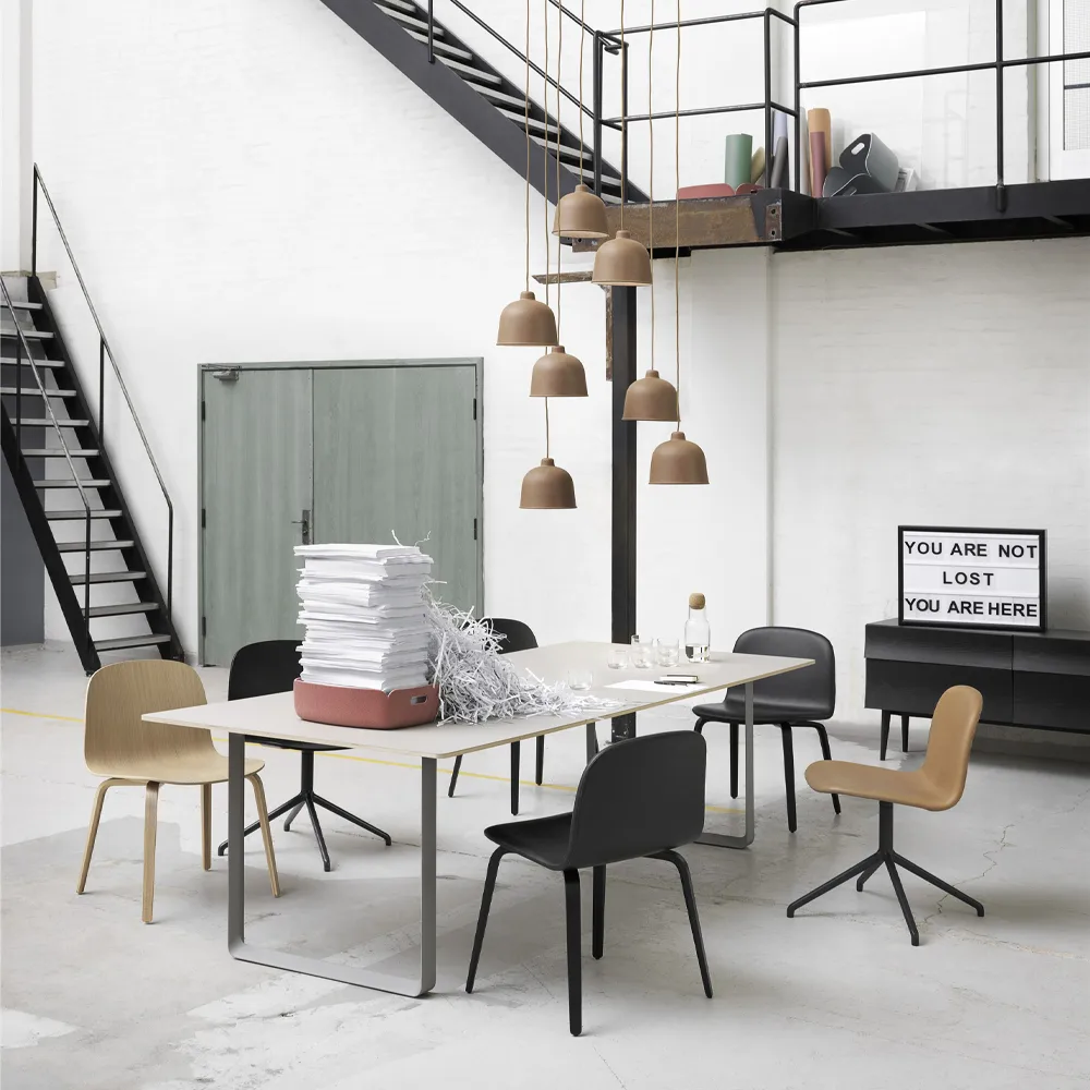 70/70 dining table 255x108 cm, Solid smoked oak-White Muuto