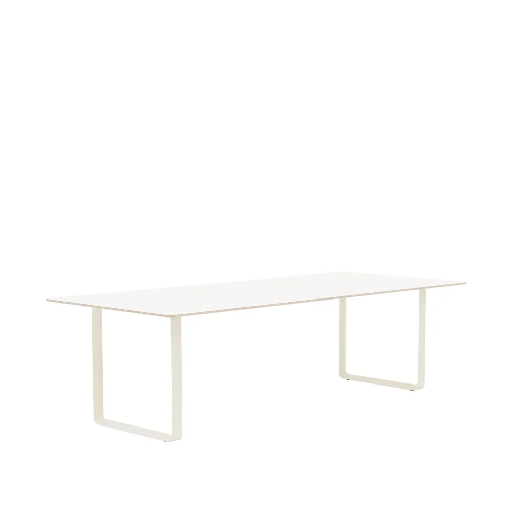 70/70 dining table 255x108 cm, White laminate-Plywood-Sand Muuto