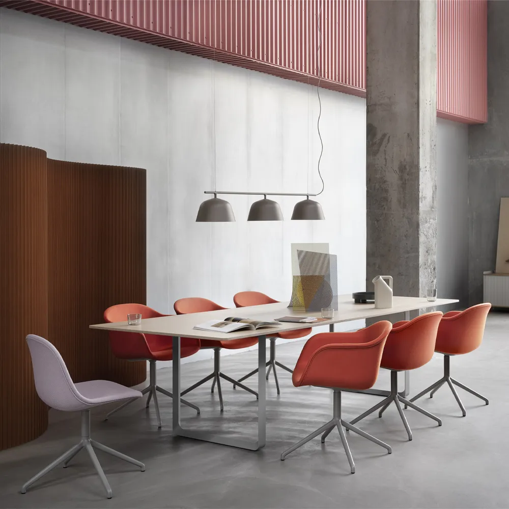 70/70 dining table 295x108 cm, Solid smoked oak-White Muuto