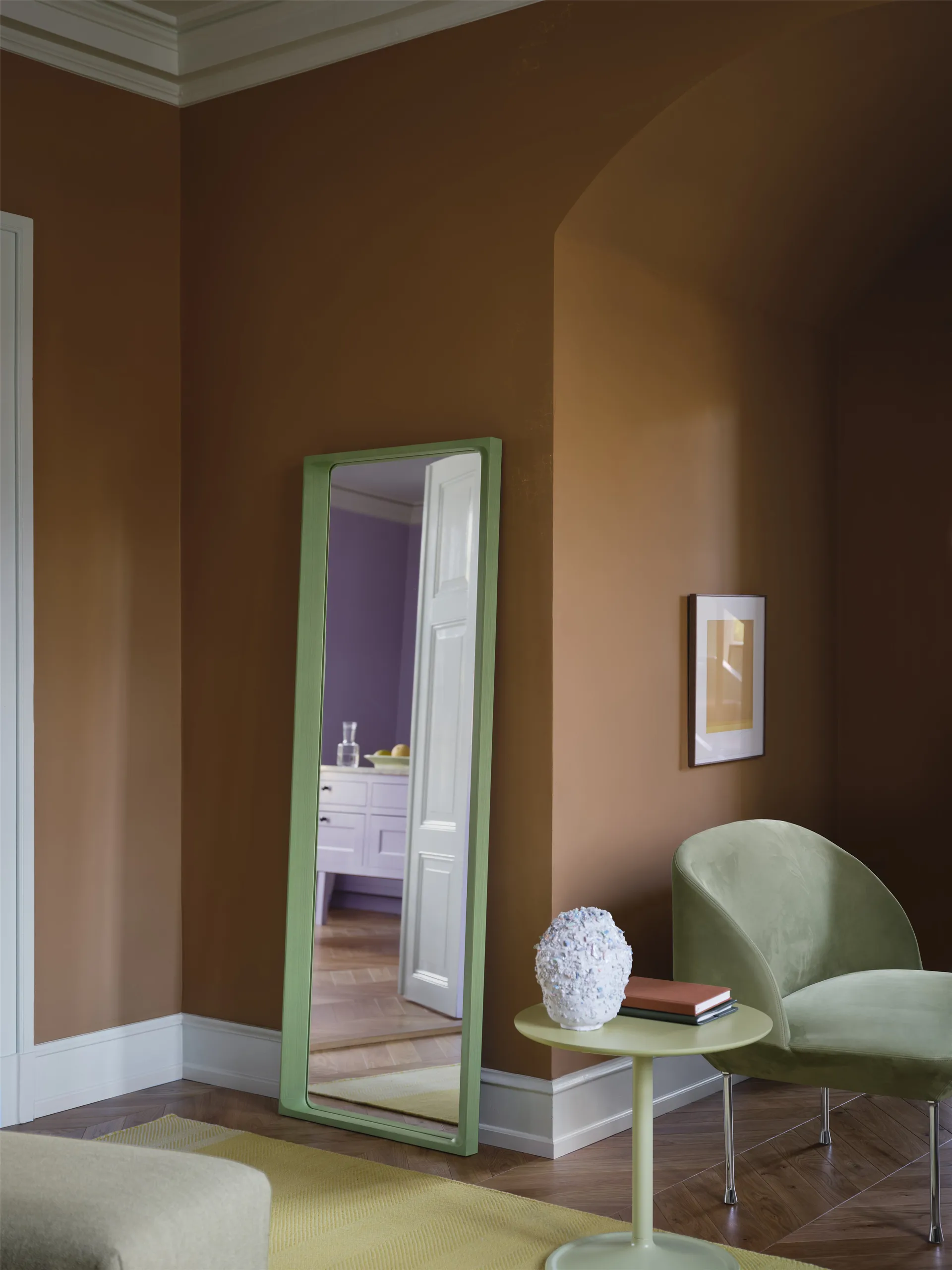 Arced mirror 170x61 cm, Light green Muuto