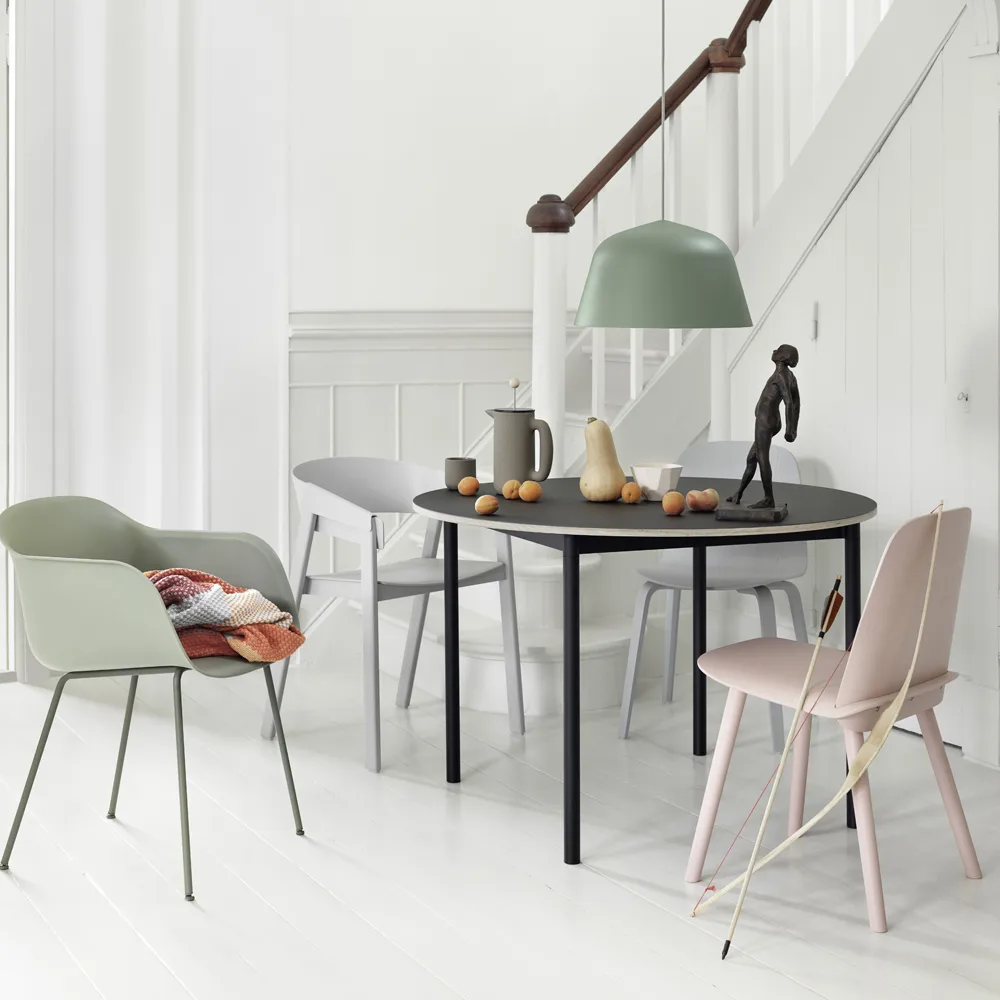 Base dining table round Ø110 cm, White laminate-Plywood-White Muuto