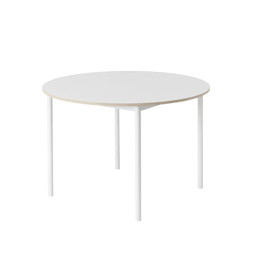 Base dining table round Ø110 cm, White laminate-Plywood-White Muuto