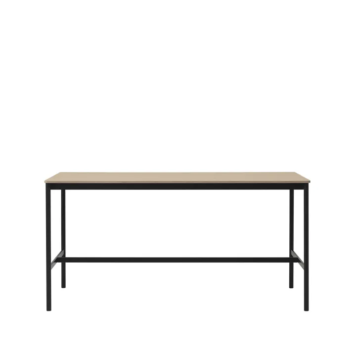 Base high bar table - Oak, black legs, plywood edge, b85 l190 h95 - Muuto