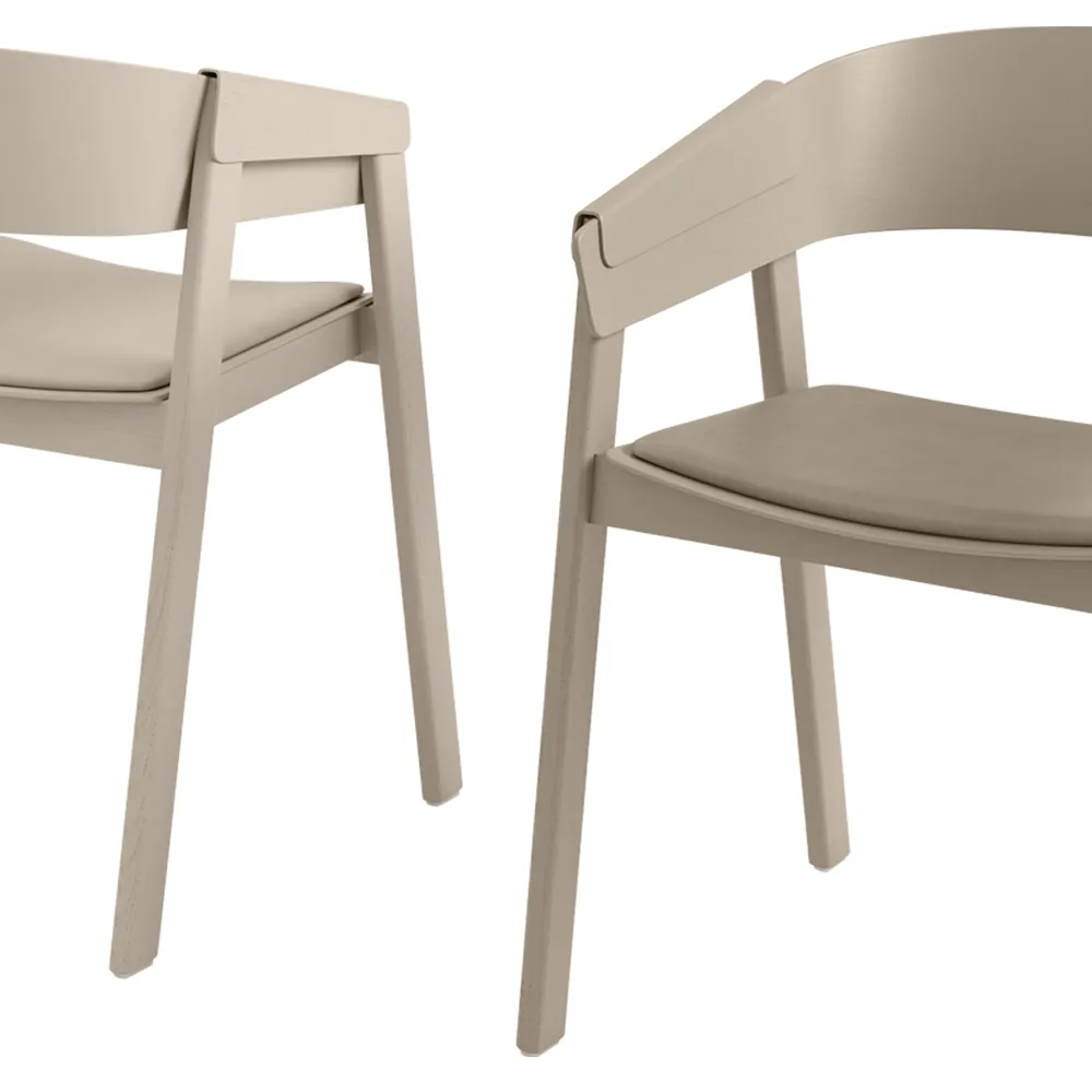 Cover chair upholstered seat, Refine leather black-Black Muuto