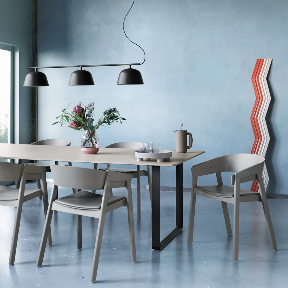Cover chair upholstered seat, Refine leather black-Black Muuto