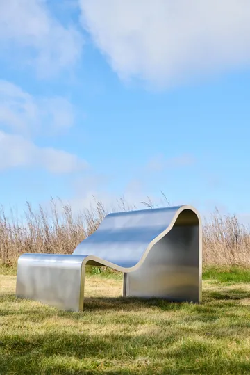Dream View bench - Brushed steel, 100 cm - Muuto