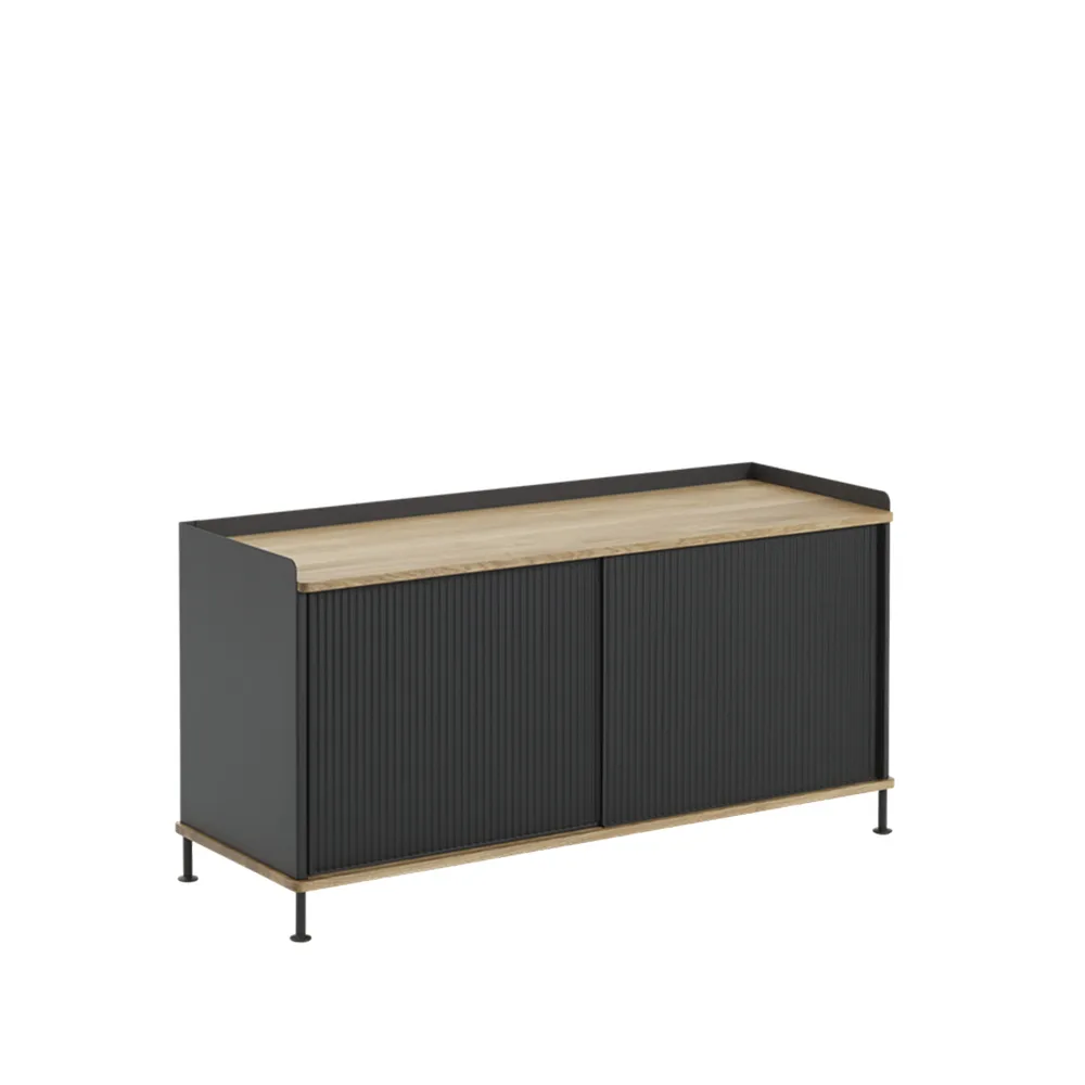 Enfold Low Side table, Black-oak-metal Muuto