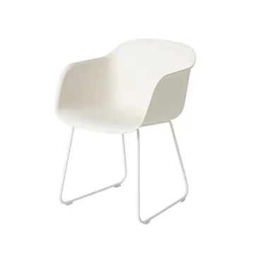 Fiber armchair office chair swivel base with return - Black leather-anthracite black - Muuto