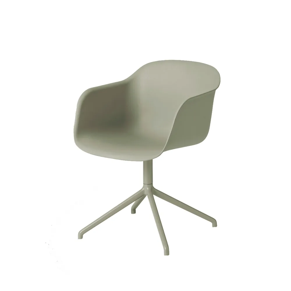 Fiber armchair office chair swivel base with return, Dusty green, green base Muuto