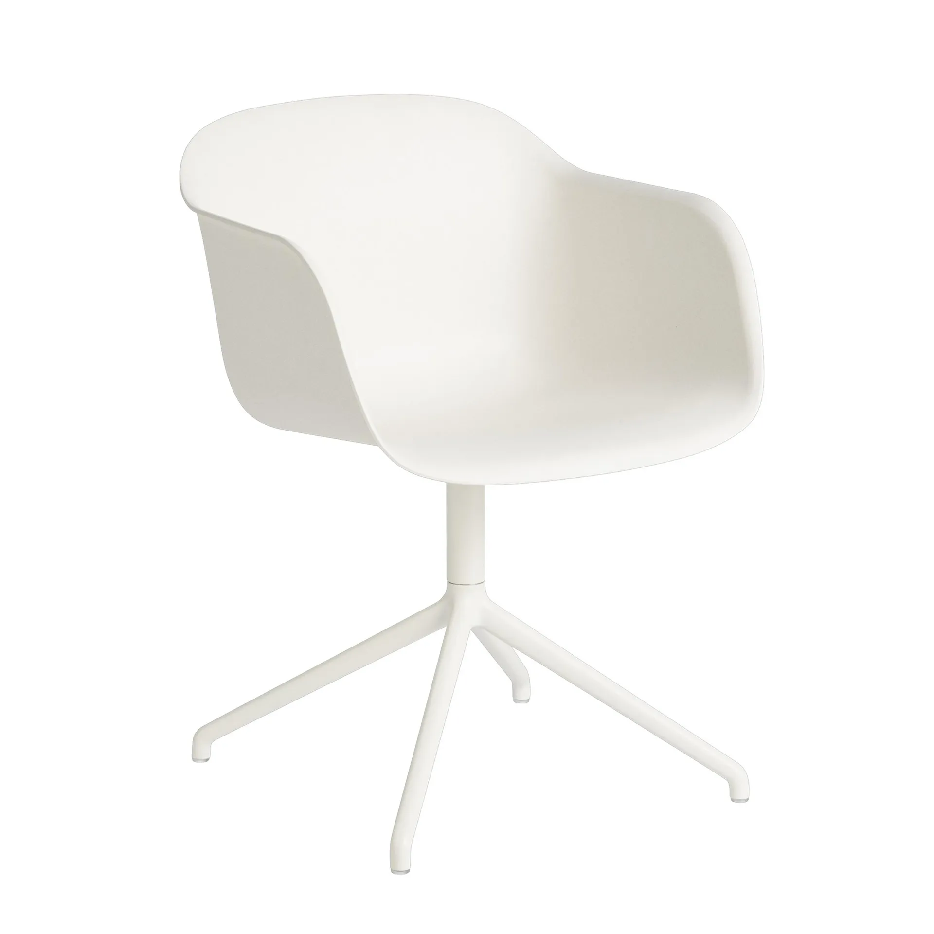 Fiber armchair swivel base office chair, Natural white (plastic) Muuto
