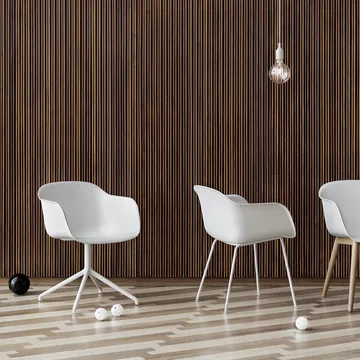 Fiber armchair tube base - Refine leather black-Black - Muuto