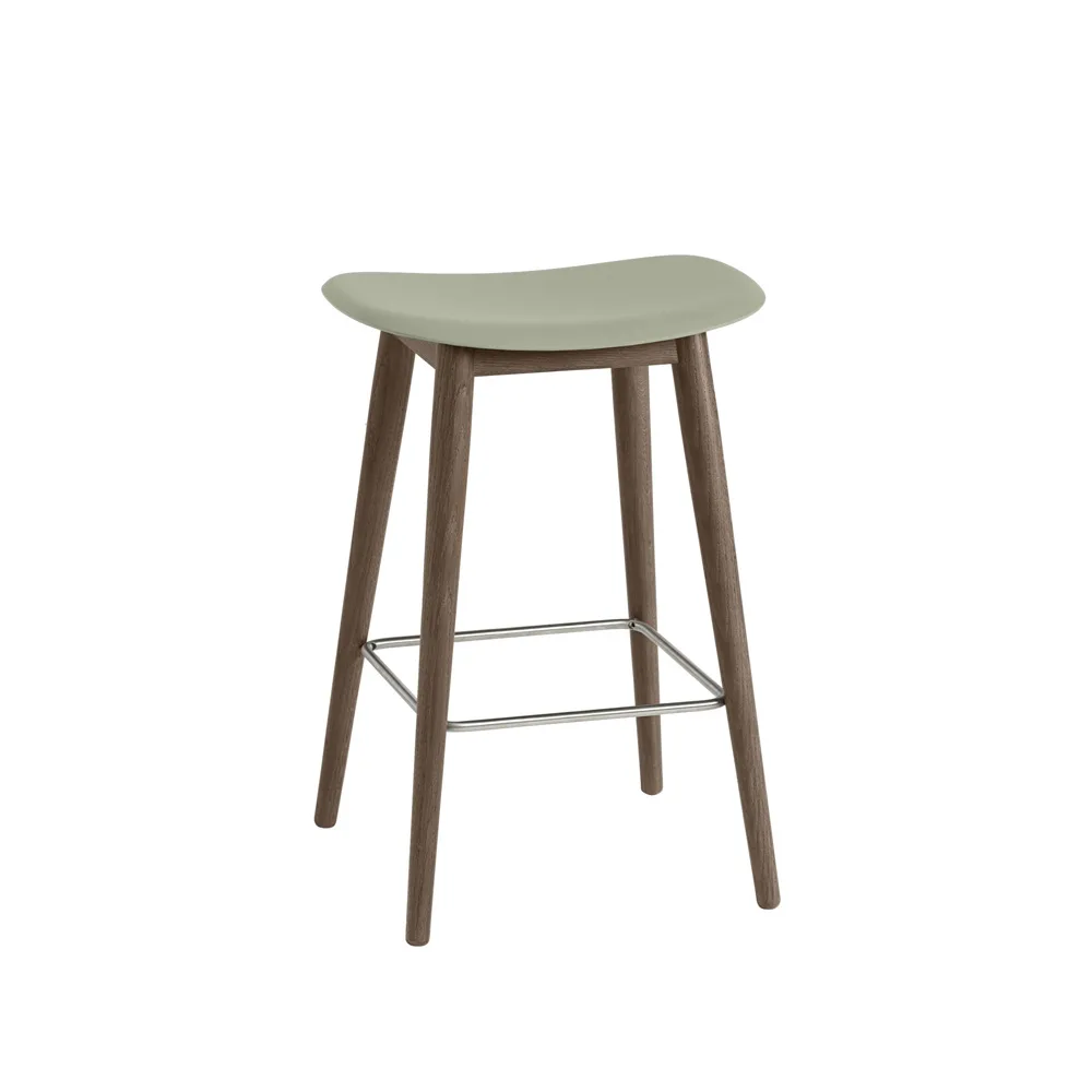 Fiber bar stool 75 cm, Dusty green, dark brown stained legs Muuto