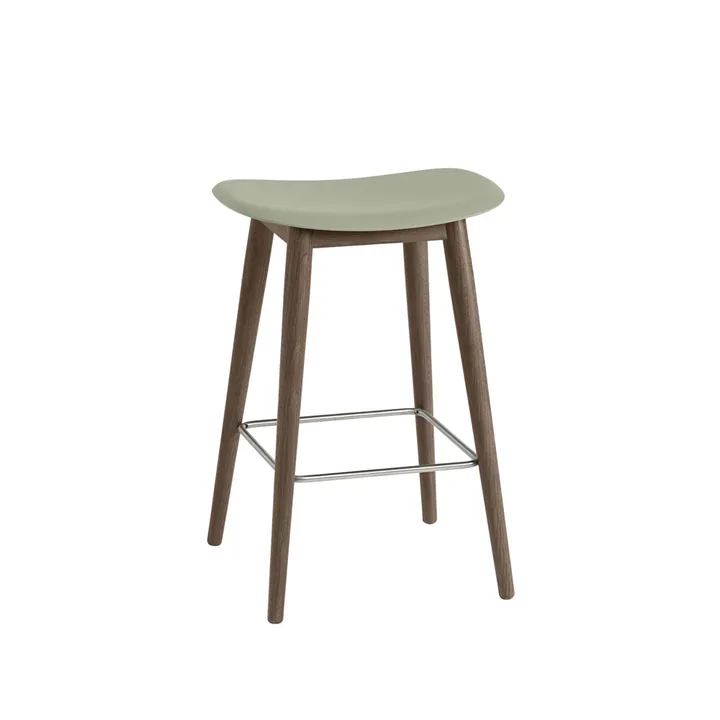 Fiber bar stool 75 cm - Dusty green, dark brown stained legs - Muuto