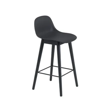Fiber barstool with backrest 65 cm - Black-black legs - Muuto