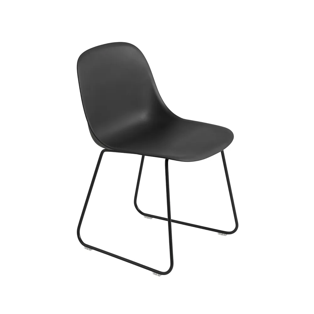 Fiber chair steel sled base plastic seat, Black-anthracite black Muuto