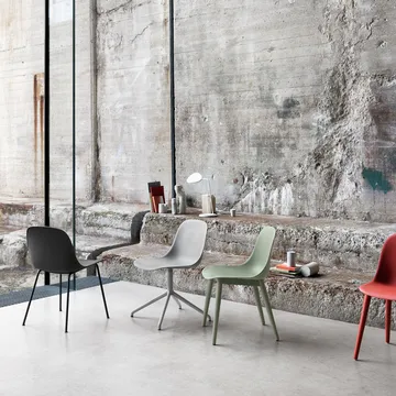 Fiber chair steel sled base plastic seat - Grey-grey - Muuto