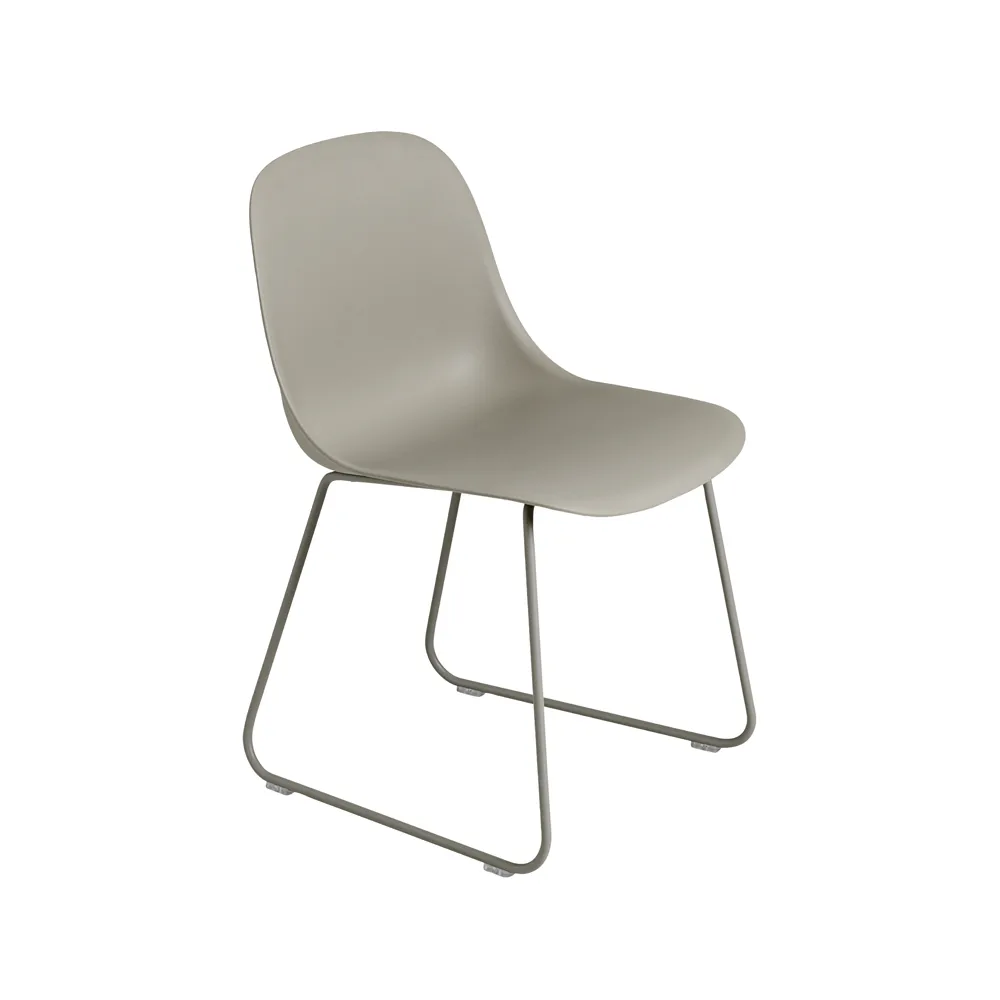 Fiber chair steel sled base plastic seat, Grey-grey Muuto