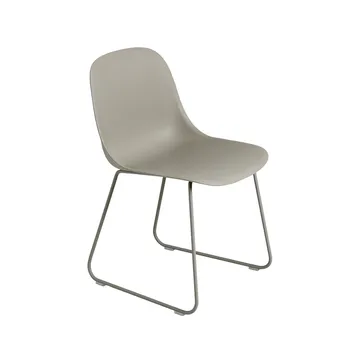 Fiber chair steel sled base plastic seat - Grey-grey - Muuto