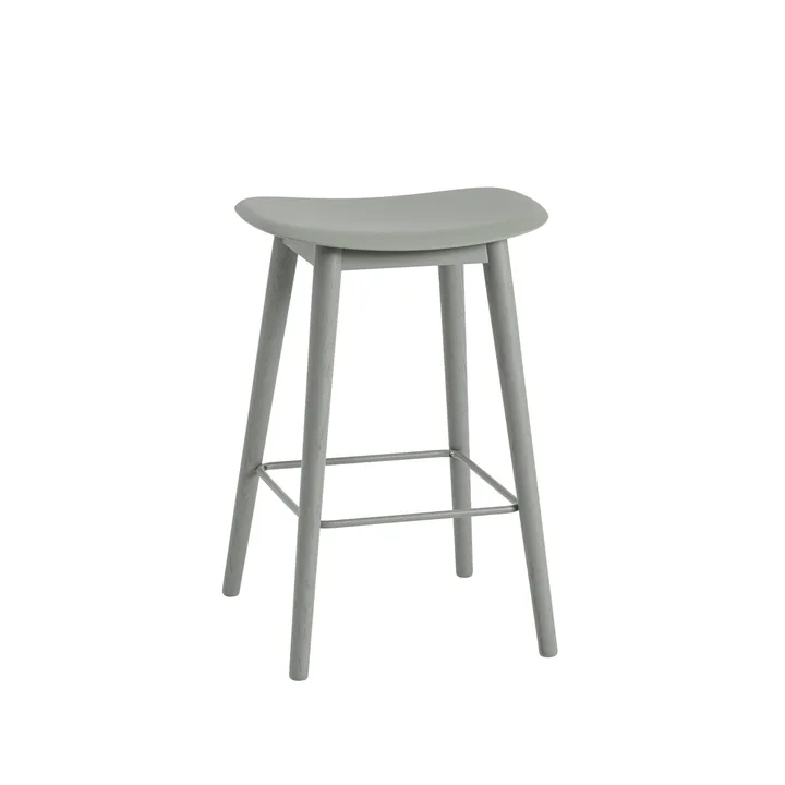 Fiber counter stool 65 cm - Dusty green, green leg - Muuto