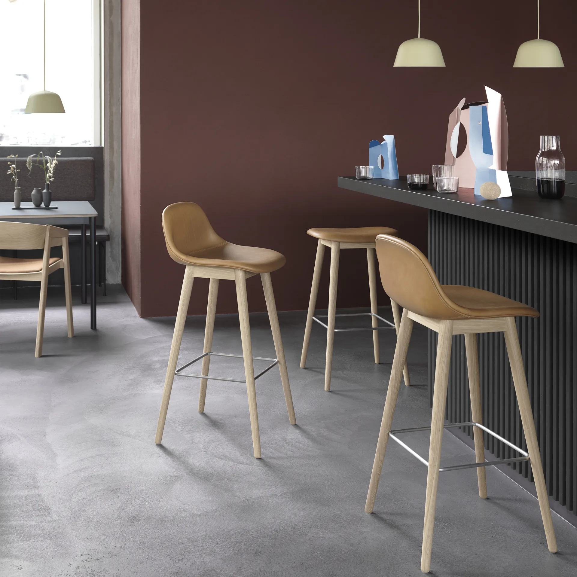 Fiber counter stool 65 cm, Grey, grey legs Muuto
