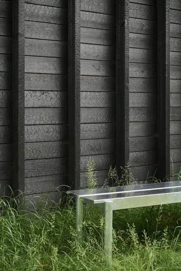 Linear steel bench 110 cm - Warm galvanized steel - Muuto