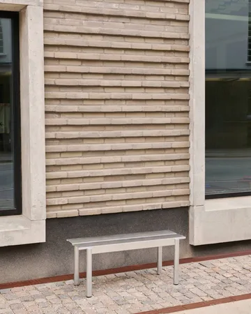 Linear steel bench 170 cm - Warm galvanized steel - Muuto