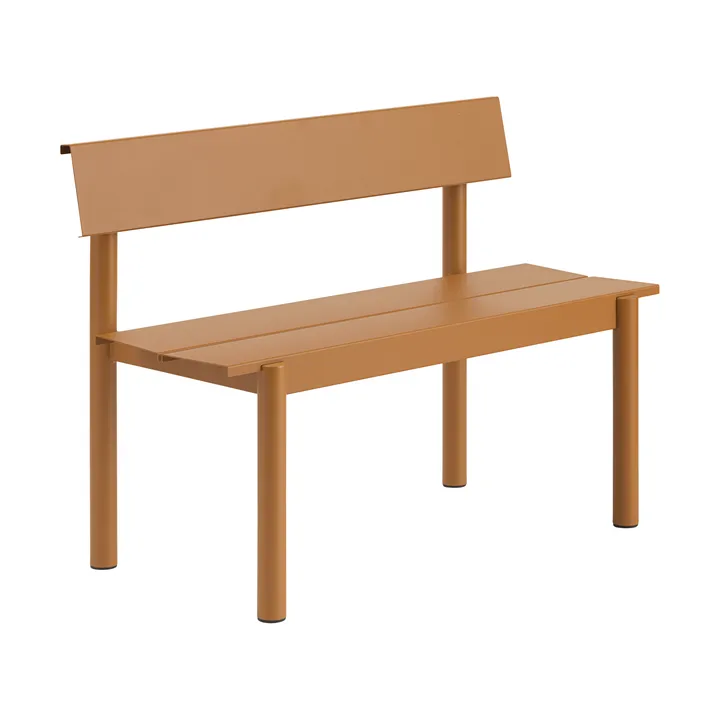 Linear Steel bench with backrest - Burnt orange, 110x34 cm - Muuto