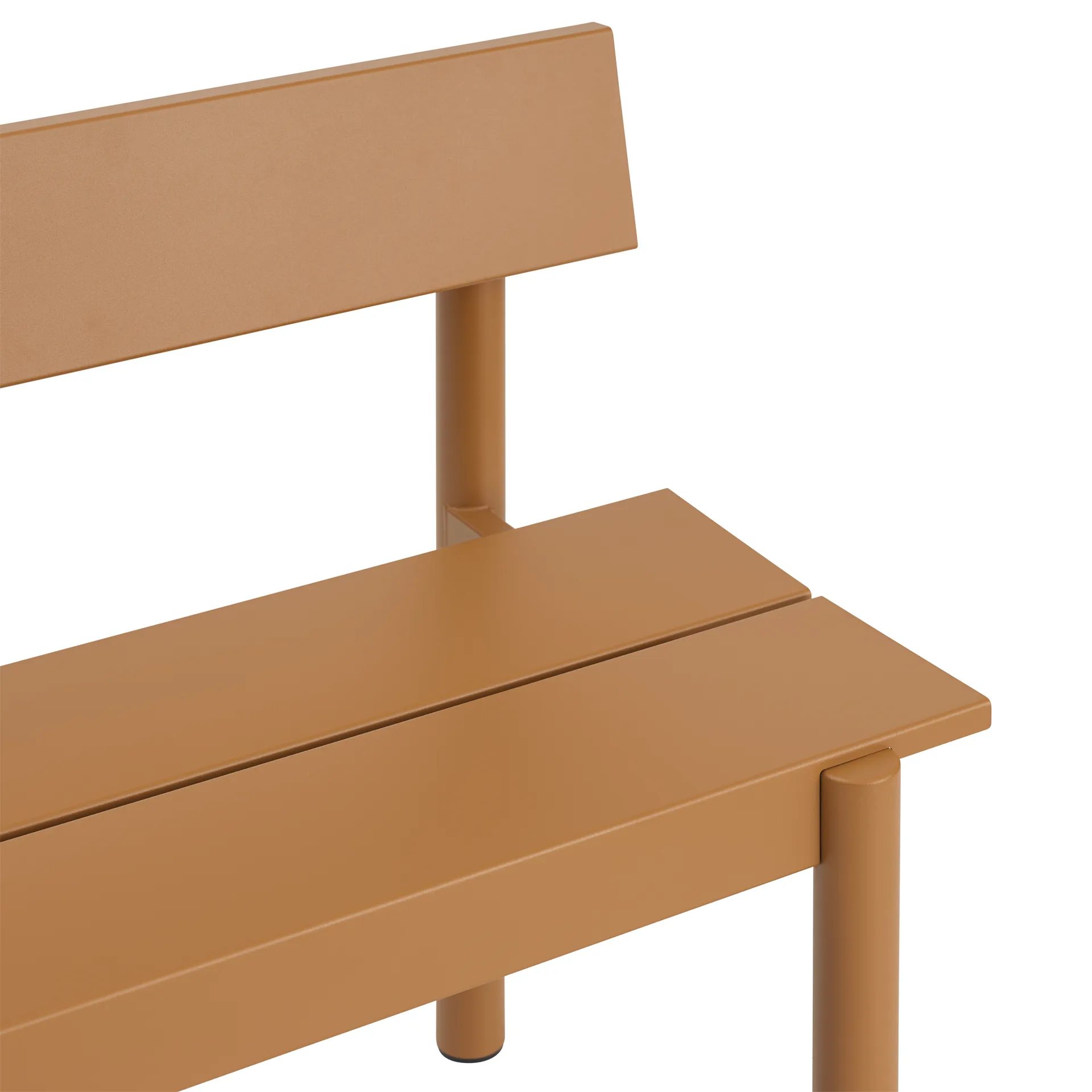 Linear Steel bench with backrest, Burnt orange, 110x34 cm Muuto