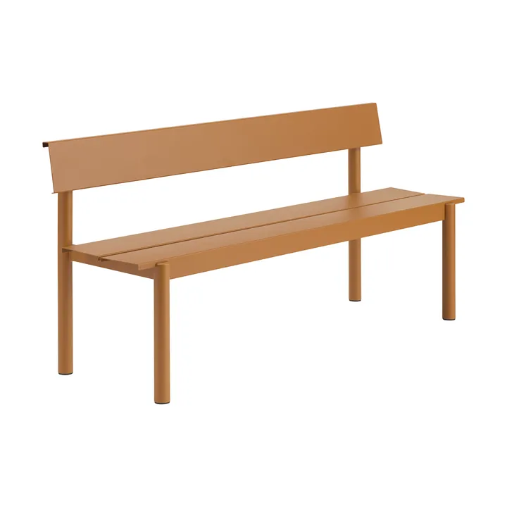 Linear Steel bench with backrest - Burnt orange, 170x34 cm - Muuto