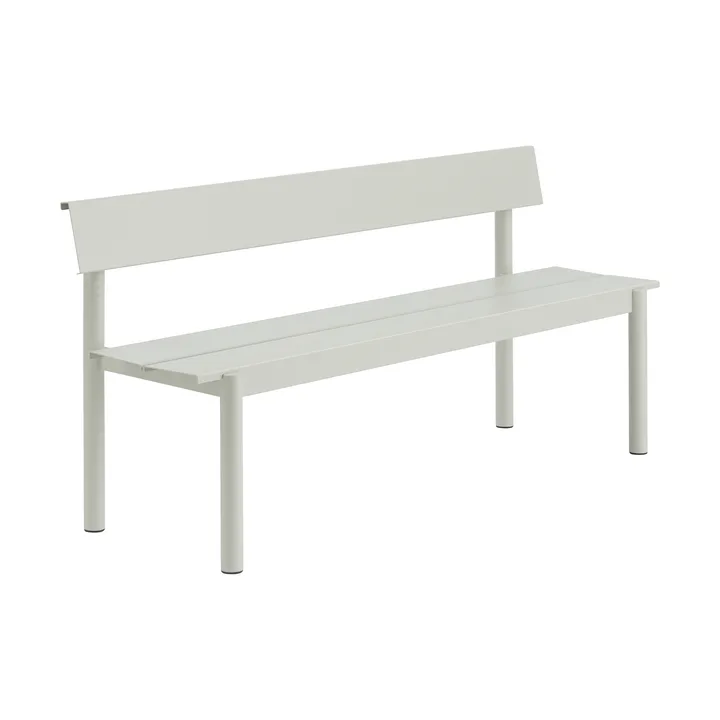 Linear Steel bench with backrest - Grey, 170x34 cm - Muuto