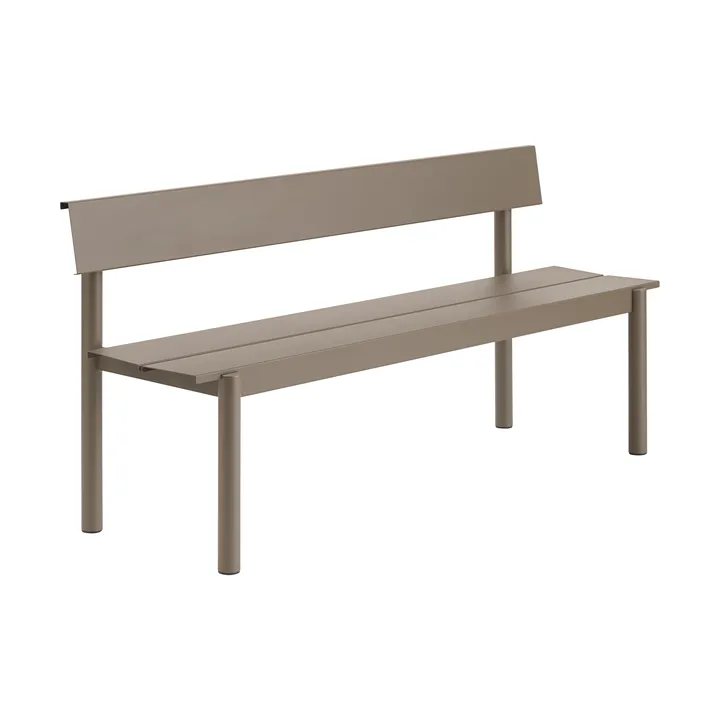 Linear Steel bench with backrest - Taupe, 170x34 cm - Muuto