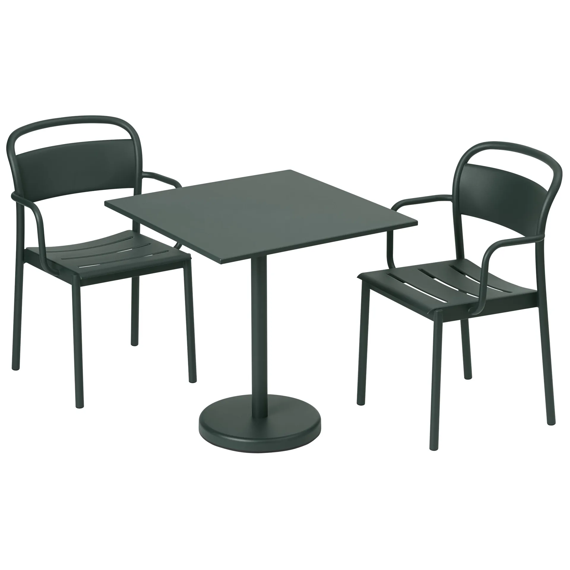 Linear steel table 70x70 cm, Dark green Muuto