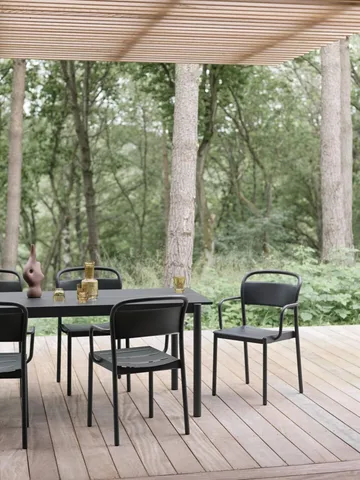 Linear steel table table 220x90 cm - Black (RAL 7021) - Muuto