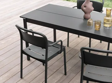Linear steel table table 220x90 cm - Black (RAL 7021) - Muuto