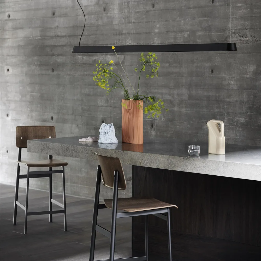 Loft barstool, Oak, high, black steel legs Muuto