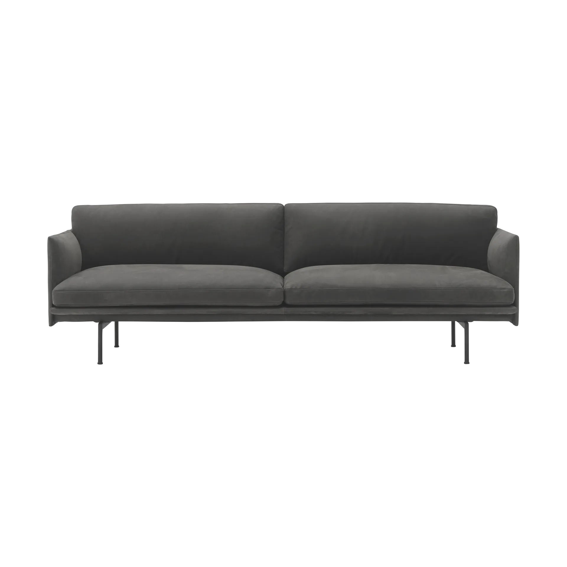 Outline 3-seater sofa leather, Grace leather Camel-black legs Muuto