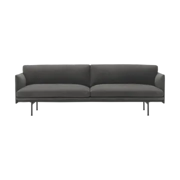 Outline 3-seater sofa leather - Grace leather Camel-black legs - Muuto