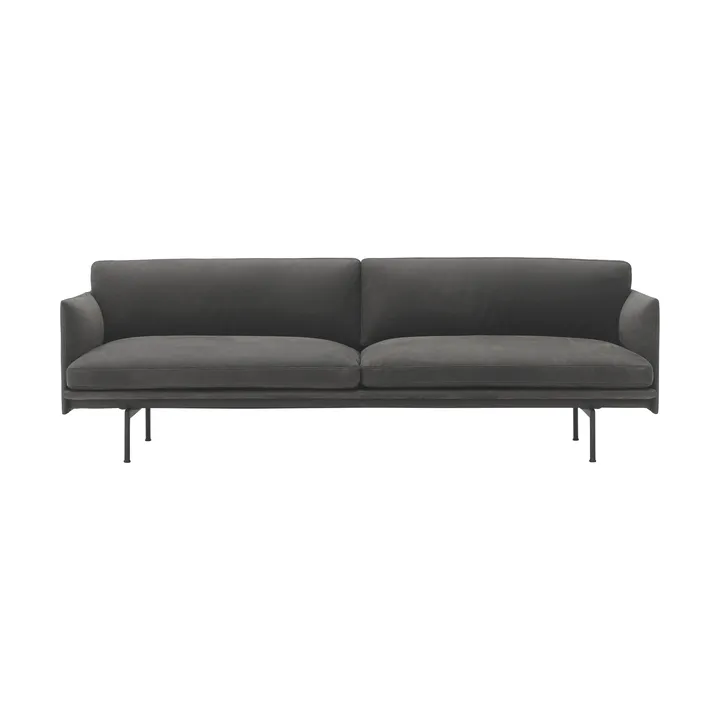 Outline 3-seater sofa leather - Grace leather Camel-black legs - Muuto