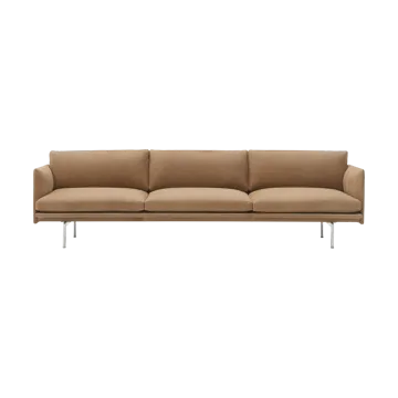 Outline 3.5-seater sofa polished aluminum - Grace leather Camel - Muuto